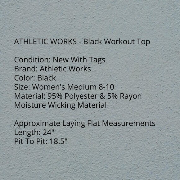 Athletic Works Black Workout Top - Picture 3 of 7